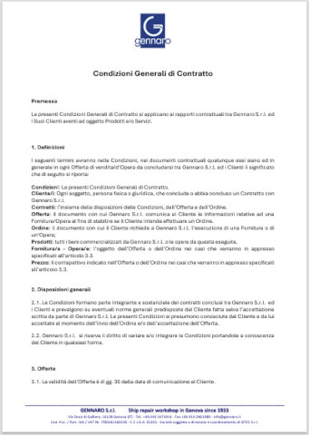 GENNARO Srl Condizioni Generali di Contratto